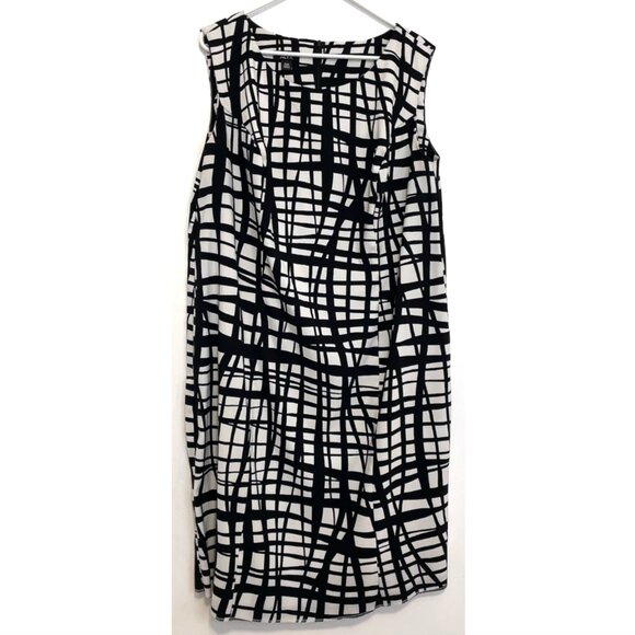 ALYX Plus Size White Black Stripe Windowpane Sleeveless Sheath Dress ALTERED 20W - Picture 2 of 16
